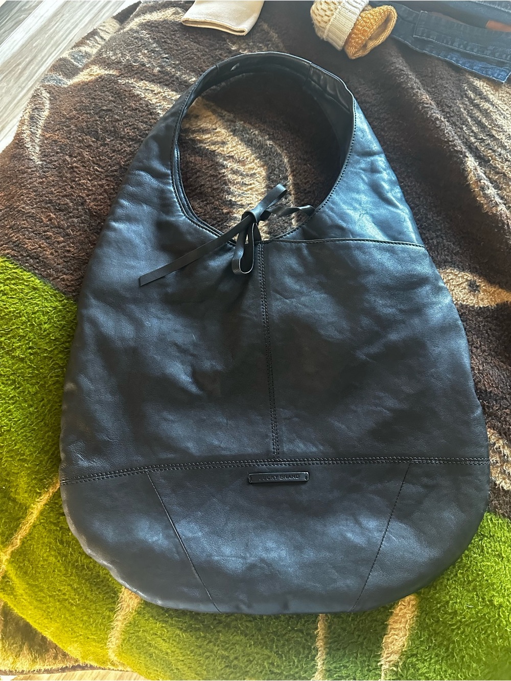 Black  Vintage Leather Hobo Bag
